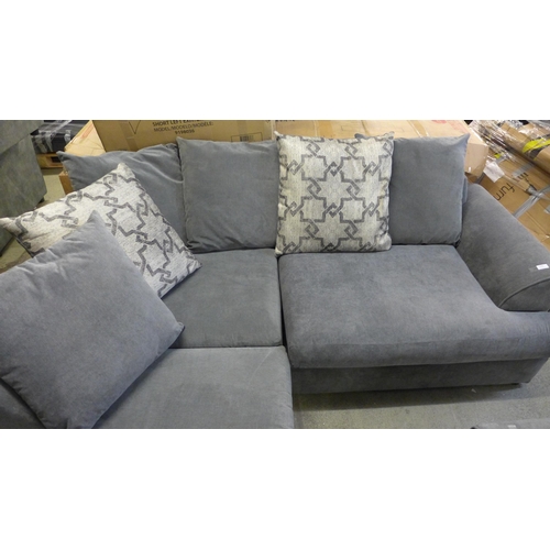 1539 - A charcoal scatter back corner sofa with patterned cushions - odd sections