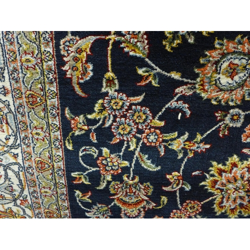 1558 - A blue ground fine woven Iranian carpet with traditional medallion design 300 x 200