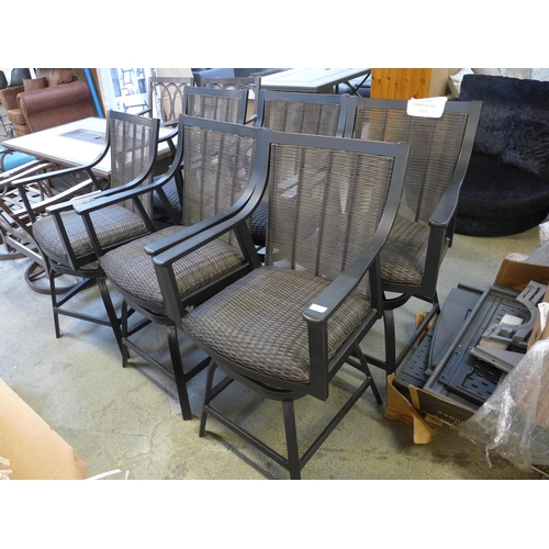 1567 - A Set of six Agio Paris bar height patio chairs, (4153-26) - one leg damaged  * This lot is subject ... 