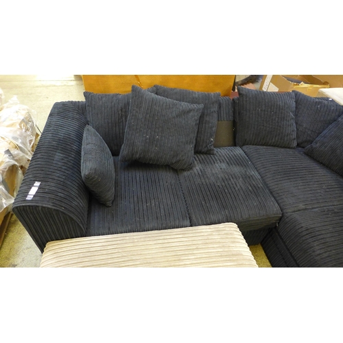 1579 - A charcoal jumbo corduroy corner sofa