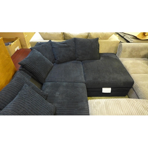 1579 - A charcoal jumbo corduroy corner sofa