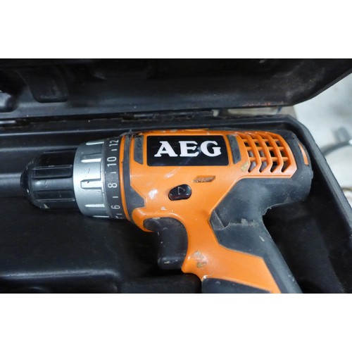 2017A - AEG 14.4V cordless drill with charger - in case