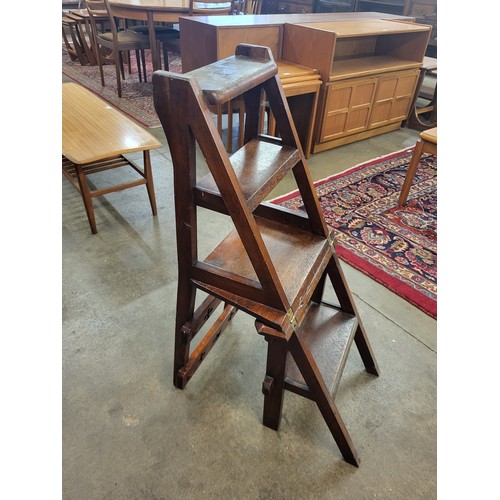 64 - A set of Victorian mahogany metamorphic library steps/chair