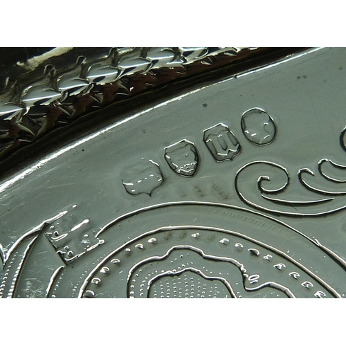 855 - A Victorian silver tray, London 1875, Roberts & Belk, 1017g, 30cm