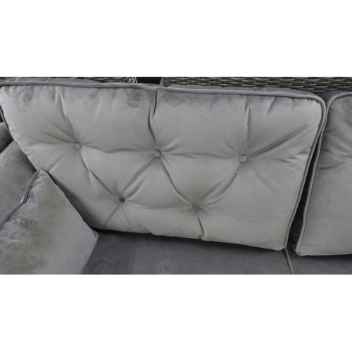 1314 - A Hoxton ash velvet three seater sofa