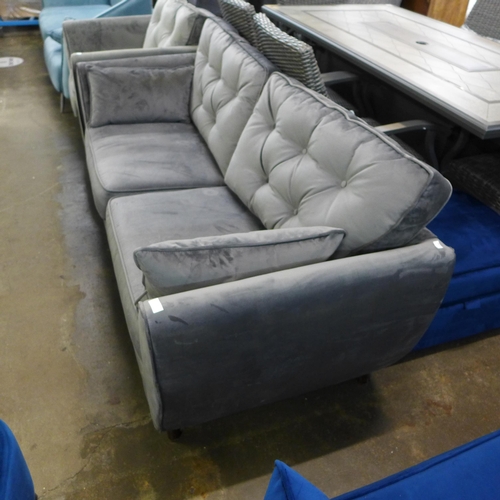 1314 - A Hoxton ash velvet three seater sofa