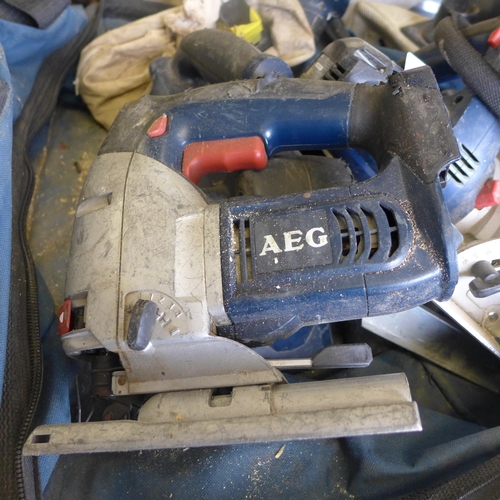 2001 - AEG cordless 18v drill, jigsaw, circular saw, planer, BLC518, BH018, BST18X - W - no battery or char... 