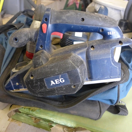 2001 - AEG cordless 18v drill, jigsaw, circular saw, planer, BLC518, BH018, BST18X - W - no battery or char... 