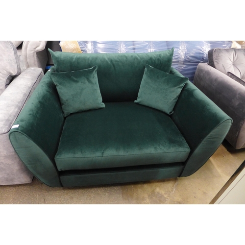 1345 - A forest green velvet love seat