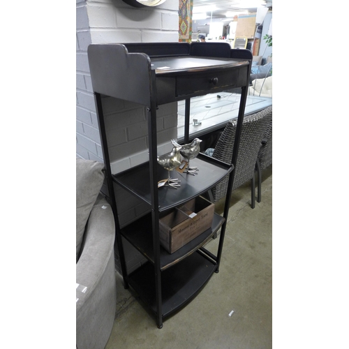 1368 - A metal industrial style shelf unit with drawer