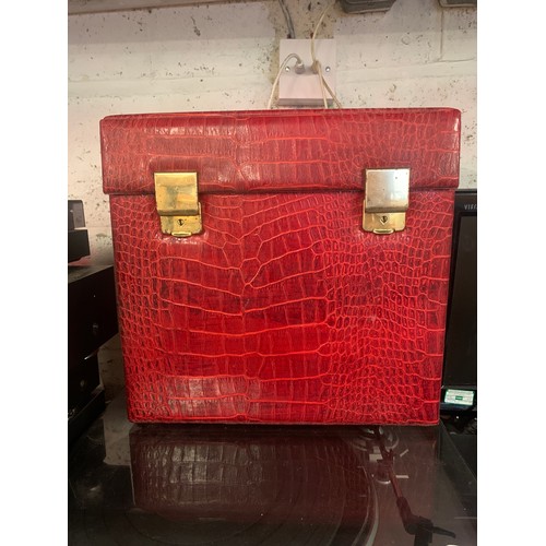 2237 - Red vintage vinyl crocodile skin effect 1960's LP box, Meridian-LG X Boom Bluetooth soundbar plus Io... 