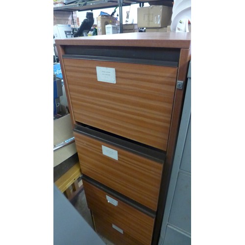 2282 - 1 Metal & 1 wood effect 4-drawer filing cabinets