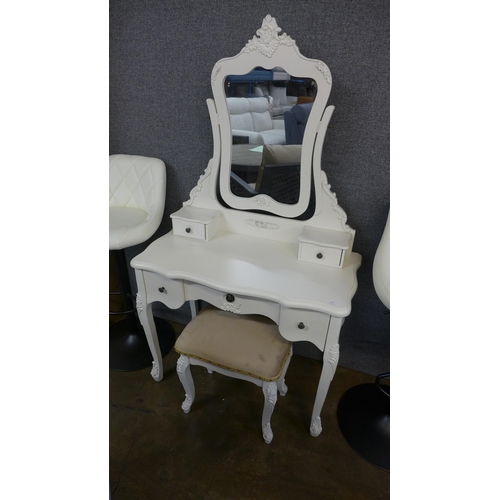 1421 - A white French style dressing table and stool