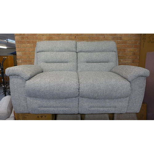 1442 - A light and dark grey textured weave high back three seater sofa