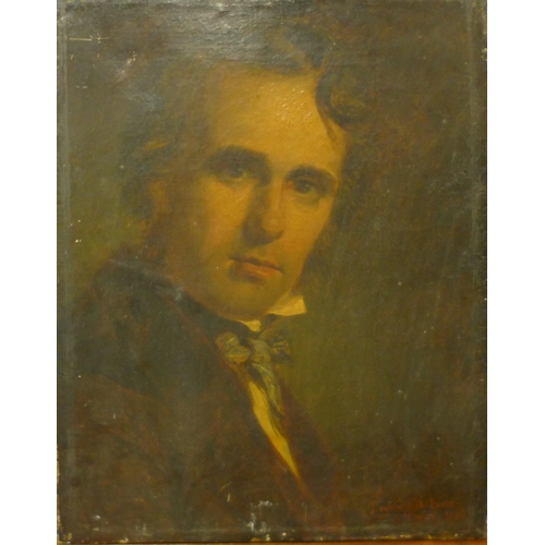 14B - Henry Dawson (1811-1878), a self-portrait given to his friend John Burton, oil on canvas, inscribed ... 