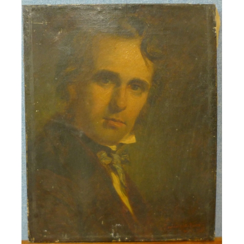 14B - Henry Dawson (1811-1878), a self-portrait given to his friend John Burton, oil on canvas, inscribed ... 