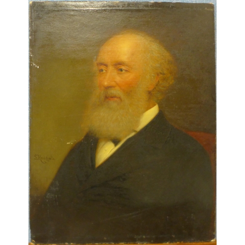 15 - S. Redgate, seated portrait of Henry Dawson, oil on canvas, signed and dated 1879 lower right, 59 x ... 