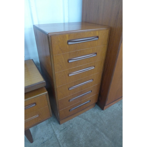 151 - A G-Plan Fresco teak four piece bedroom suite, comprising; dressing table, chest of drawers and two ... 