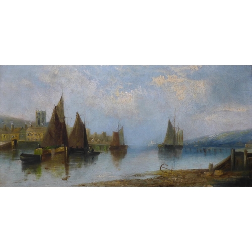 3 - Dutch School (19th Century), pair of river landscapes with boats, oil on canvas, one indistinctly si... 