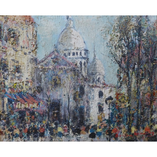 37 - French Impressionist School, view of the Sacre-Coeur, Montmartre, Paris, oil on canvas, indistinctly... 