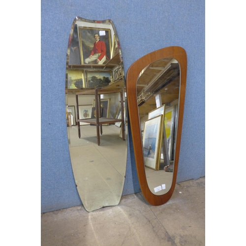 393 - A teak framed mirror and one other