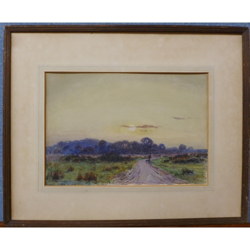 52 - Hamilton Chapman, rural landscape with figure on a country lane, watercolour, signed and dated 1912 ... 