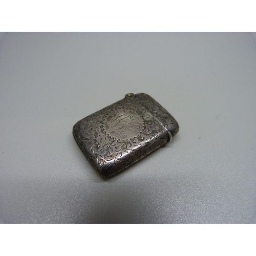 1025 - A small Victorian silver vesta case, Birmingham 1893