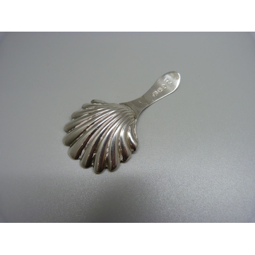 1026 - A silver caddy spoon, Hester Bateman