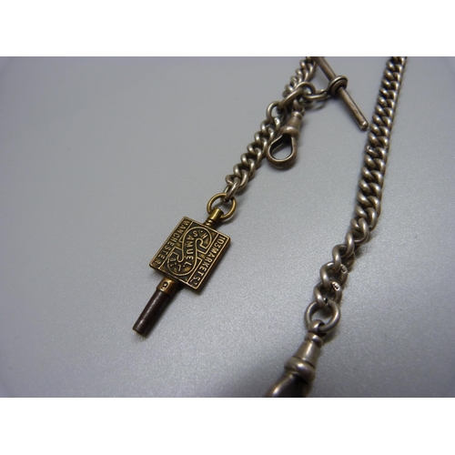 1030 - A silver Albert watch chain, Birmingham 1917, 45g