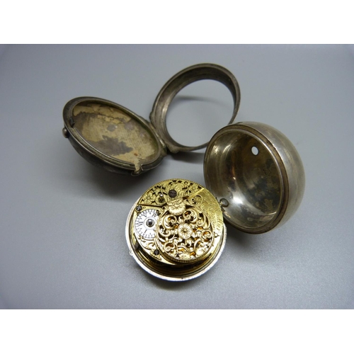 1045 - A pair cased verge pocket watch, James Chevallier, London