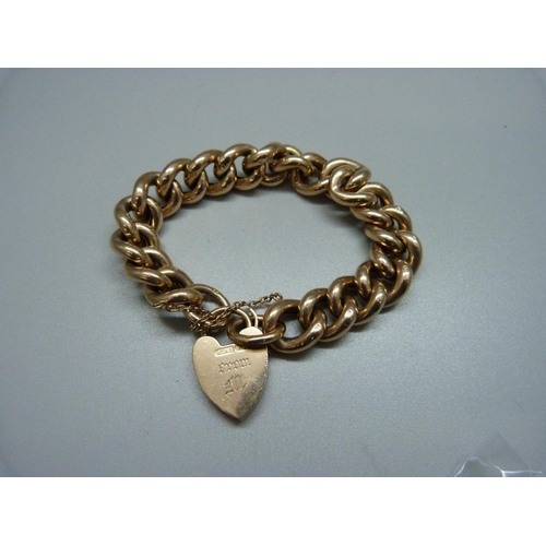 1077 - A 9ct gold bracelet, 38.8g, each link marked