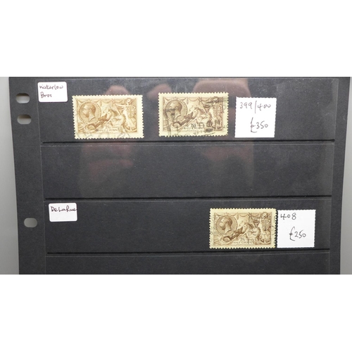 1133 - Stamps: a stock card of seahorses, high catalogue value