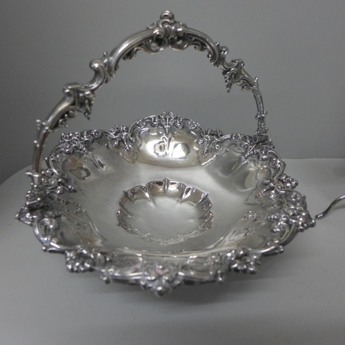 1154 - A plated epergne and plated basket by Walker & Hall