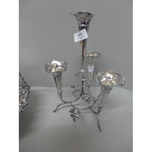 1154 - A plated epergne and plated basket by Walker & Hall