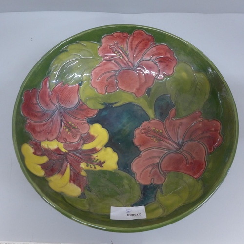 624 - A Moorcroft Hibiscus pattern bowl, 26cm