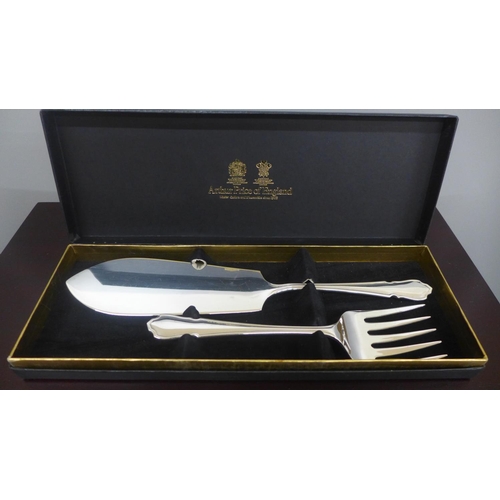 655 - A canteen of silver plated cutlery, Arthur Price Dubarry pattern, 124 pieces plus similar fish serve... 