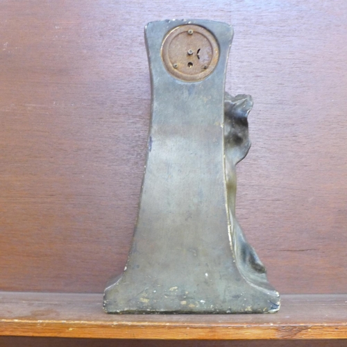 689 - A plaster Art Nouveau clock, 35.5cm