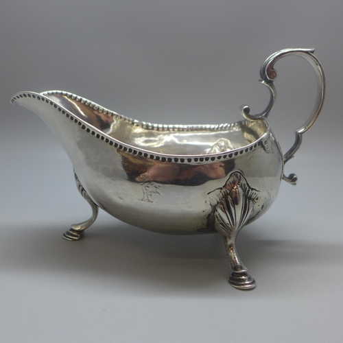 704 - An Irish silver sauce boat, Dublin 1775, 170g, a/f repaired