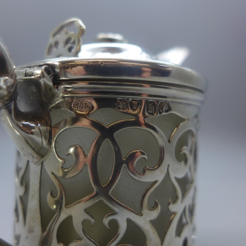 714 - A Victorian silver preserve pot with glass liner, London 1845, John Evans II, and a Victorian silver... 