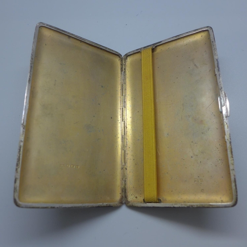 745 - A silver cigarette case, 202g, with initials