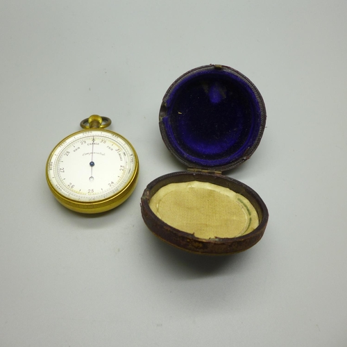 750 - A 19th Century pocket barometer, cased