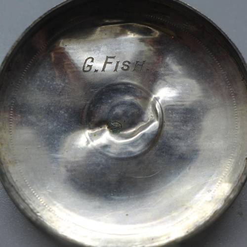 784 - A Victorian silver marrow scoop by George Unite, Birmingham 1866, 135mm assembled, a circular silver... 