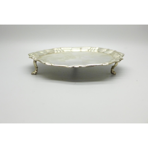 851 - A George II silver card tray, London 1741, Robert Abercromby, 228g, 16cm