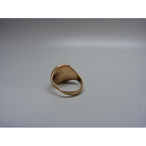 860 - A 9ct gold ring, shank a/f, 7.9g, M