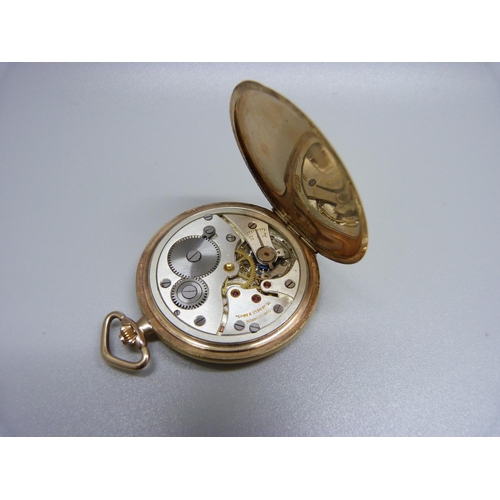 877 - A 9ct gold pocket watch, Glasgow import mark for 1927, total weight 55.6g, 45mm case