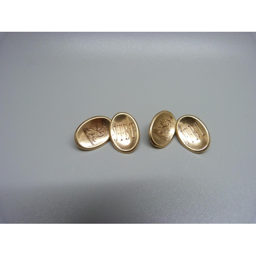 880 - A pair of 9ct gold cufflinks, Birmingham 1918, 11.4g