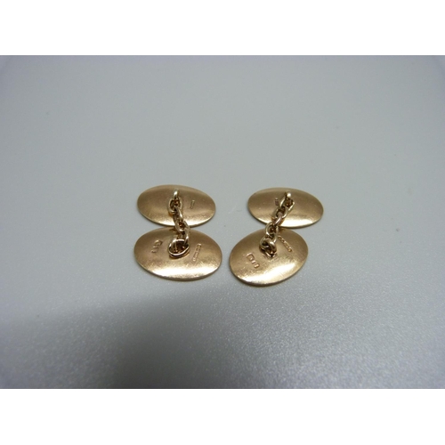 880 - A pair of 9ct gold cufflinks, Birmingham 1918, 11.4g