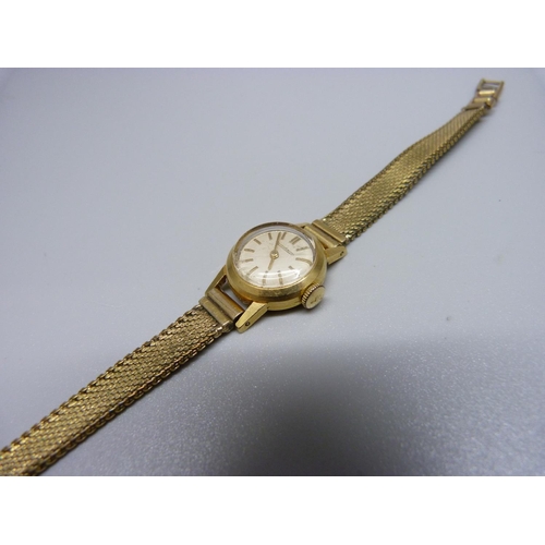 902 - A lady's Jaeger-LeCoultre wristwatch on a plated bracelet strap