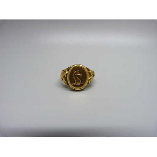 947 - A Victorian 18ct gold ring, Birmingham 1865, 15.4g, Q