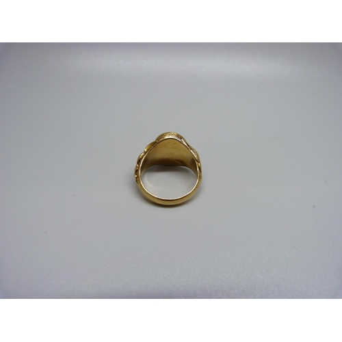 947 - A Victorian 18ct gold ring, Birmingham 1865, 15.4g, Q